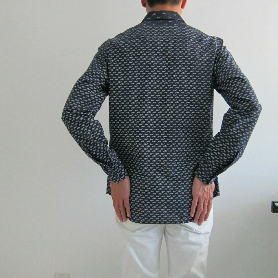 Camisa de manga larga Elie Tahari blanca azul cachemira de segunda mano talla M Foto 3 de 4