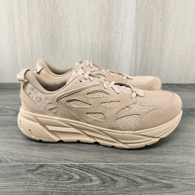 Hoka One U Clifton L Suede Size 10.5 Mens Brown Beige Lifestyle