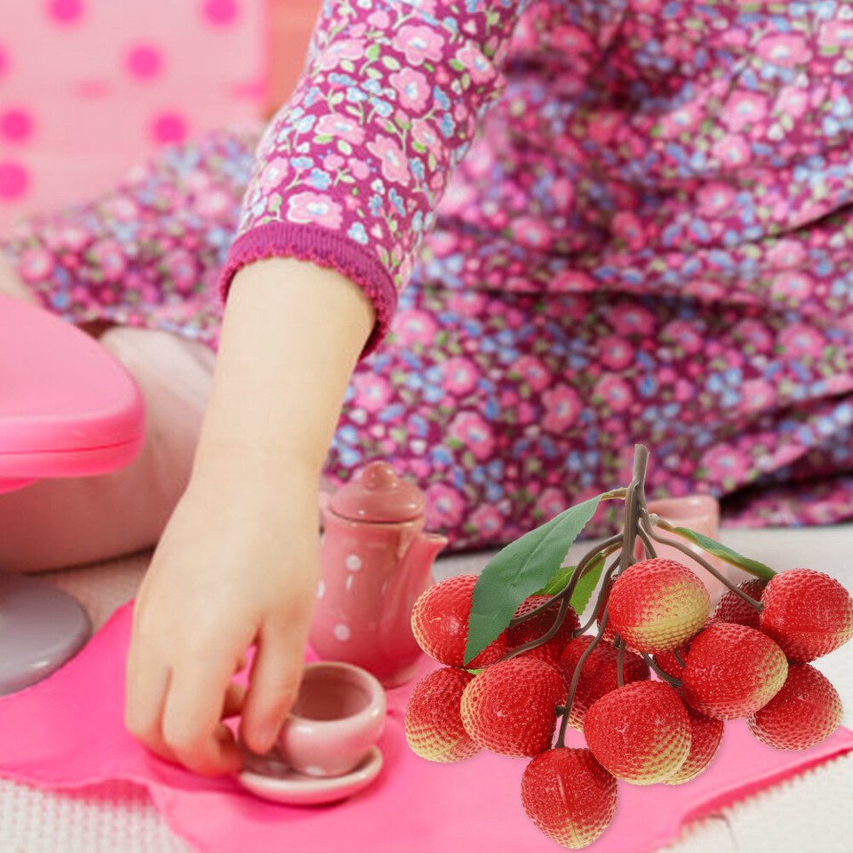 Plastic Lychee Skewers Props Elder Vivid Artificial Fruit Fake Litchi