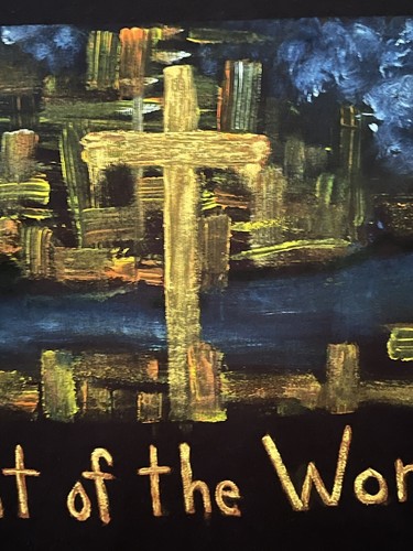 Christian Art Hand Painted T-Shirt “Light Of The World” Cross X-Lg Black Unisex - Picture 3 of 6