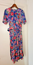 Vtg 80s LG TALBOTS SARA CAMPBELL Floral Belted Midi Teacher Cottage Core Dress