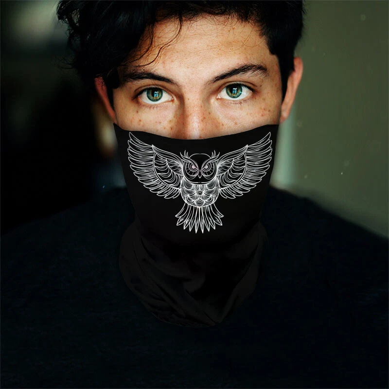 Washable Fabric Face Cover Neck Gaiter With Unique Print Owl Design EU Made - Image 3 of 4