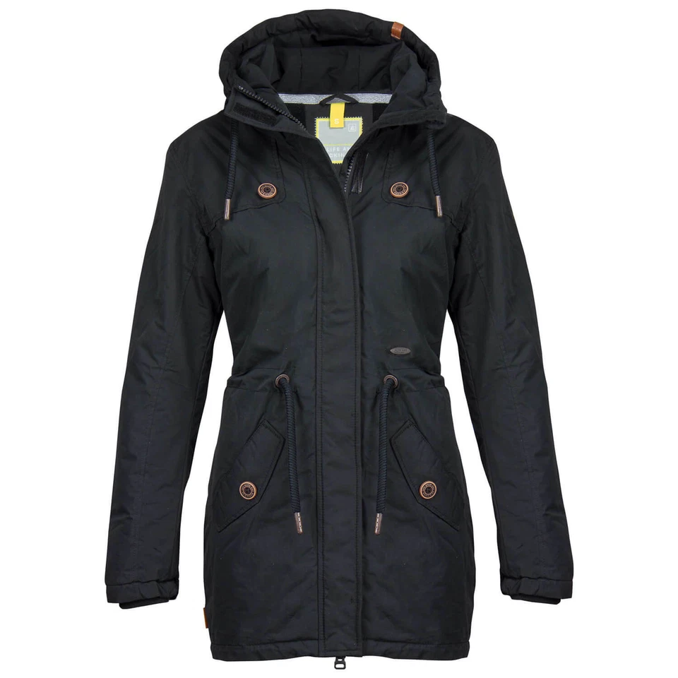 ALIFE AND KICKIN Damen Mantel Parka Jacke Kurzmantel gefüttert Teddyfell Kapuze