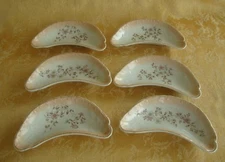  SET OF 6 K, T & K WARRANTED BONE DISHES FLORAL GOLD GILT