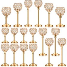18 Pieces Crystal Candle Holders Bulk Candle Stick Holder Centerpieces For Table
