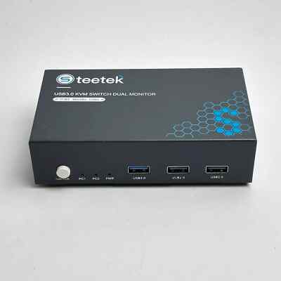 Steetek USB 3.0 KVM Switch Dual Monitor 2 Port Box, 8K@60Hz - 2 Laptops In 1 Out
