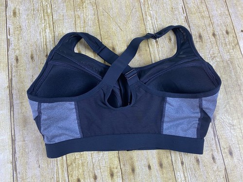 Avia Front Zip Sports Bra Padded Women’s Size Medium D-DD Black Gray - Picture 3 of 6