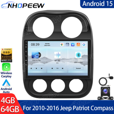 Qualcomm Android 15 Carplay Car Radio 4+64GB For 2010-2016 Jeep Patriot Compass