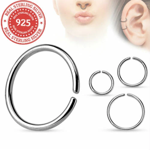 925 Sterling Silver Nose Ring Continuous Seamless Hoop bendable 16 18 20 gauge - Image 4 of 4