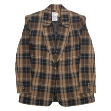 Vintage White Stag Womens Blazer Jacket Brown Wool 90s Plaid L