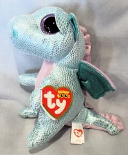 HOLLY the Dragon CLAIRE'S EXCLUSIVE Ty 6" GLITTER EYES  Beanie Boos  NEW/MT TAGS