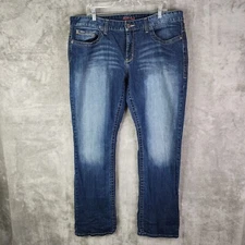 Men's Ada Cinch Blue Denim Jeans Relaxed Bootcut Faded Pants Size 40