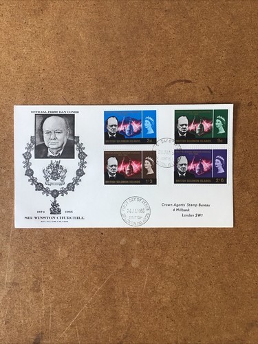 Churchill Ersttagsbrief 1966 British Solomon Briefmarken Attraktiver 4er Set