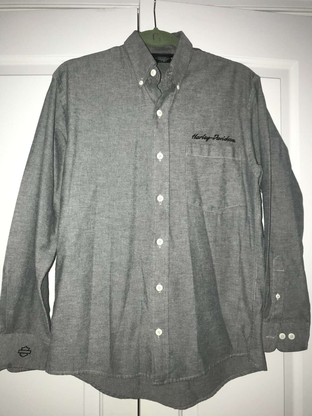 HarleyDavidson Men's Dress Relaxed Fit Gray L/S, Emb… Gem