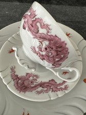 Dresden Pink Dragon Trio Set Cup , Saucer Plate VGC