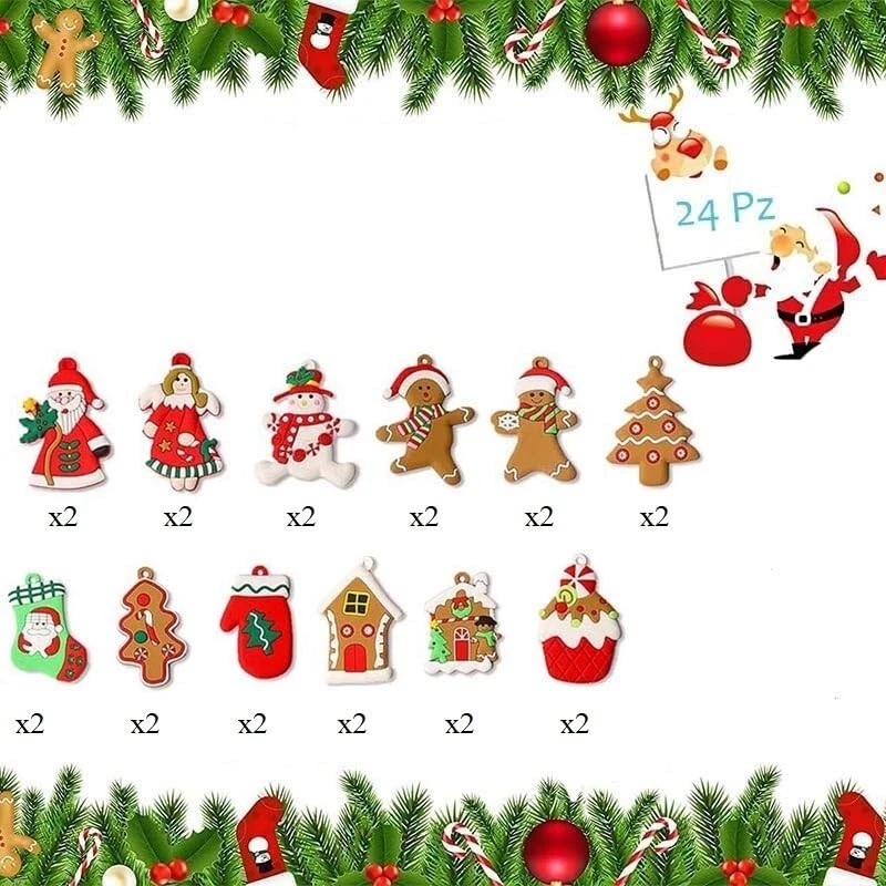 Set di 2 statuette di Babbo Natale in miniatura, decorazioni natalizie / Babbo Natale in miniatura, stile retrò anni '60 / Progetto artigianale - 204-8827 - Italia