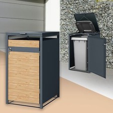 Abri pour 1 poubelle cache-poubelle boîte anthracite mélèze 240L 68x80x116,3 cm