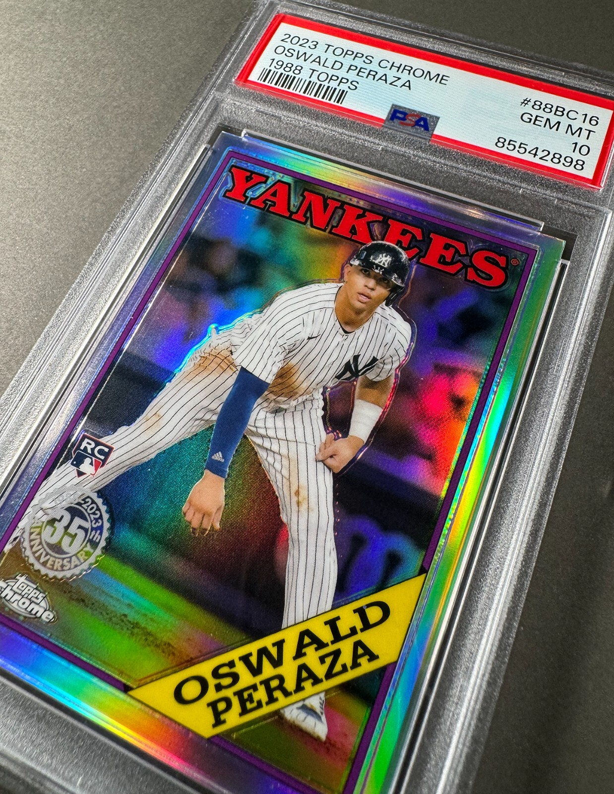 (PSA 10) 2023 Topps Chrome #88BC16, Oswald Peraza  (1988 Topps Baseball)