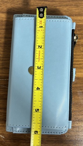 NEW MEGSHI Sky Blue Iphone 15 Wallet Phone Case / Card & Coin Holder w/ Straps - Zdjęcie 5 z 8