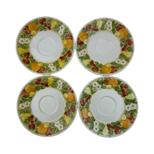 Metlox Della Robbia Cups and Saucers Set of 4 VTG Vernon Poppytrail Fruit USA - Picture 8 of 13