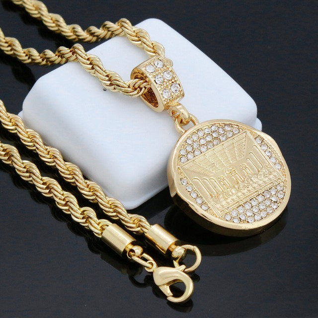 men-14k-gold-plated-last-supper-round-cz-pendant-24-inch-4mm-rope-chain
