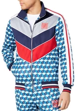 New Reason Mens Apex Collection RB Print Full Zip Colorblock Track Jacket L