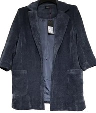 Klass Denim Blue Velvet Edge To Edge Duster Coat Uk Size 12 Bnwt