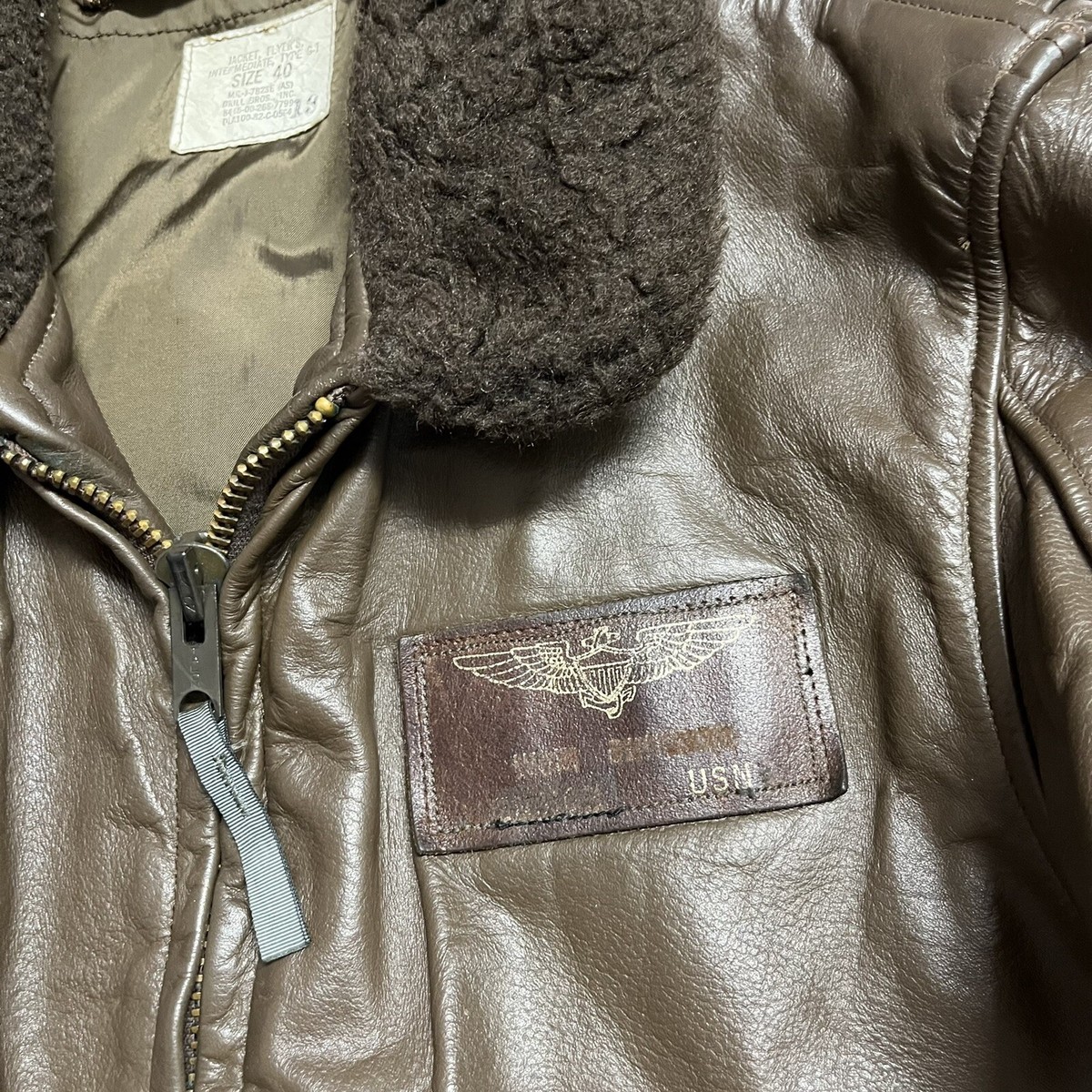 VINTAGE BRILL BROS USN LEATHER FLIGHT JACKET G-1 TYPE 70s VINTAGE BRILL BROS USN LEATHER FLIGHT JACKET G-1 TYPE 70s