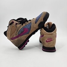 Vintage Nike Caldera Hiking Boots Women's Size 9 Brown Suede Purple Blue 930507