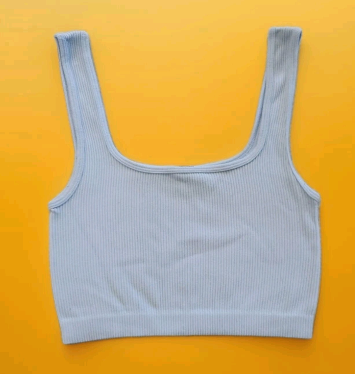 Zara Women's Blue Ribbed Crop Tank Top! XS/S