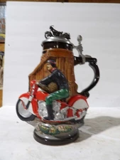 WW Team Motorcycle Figural Stein 10 Inches Tall