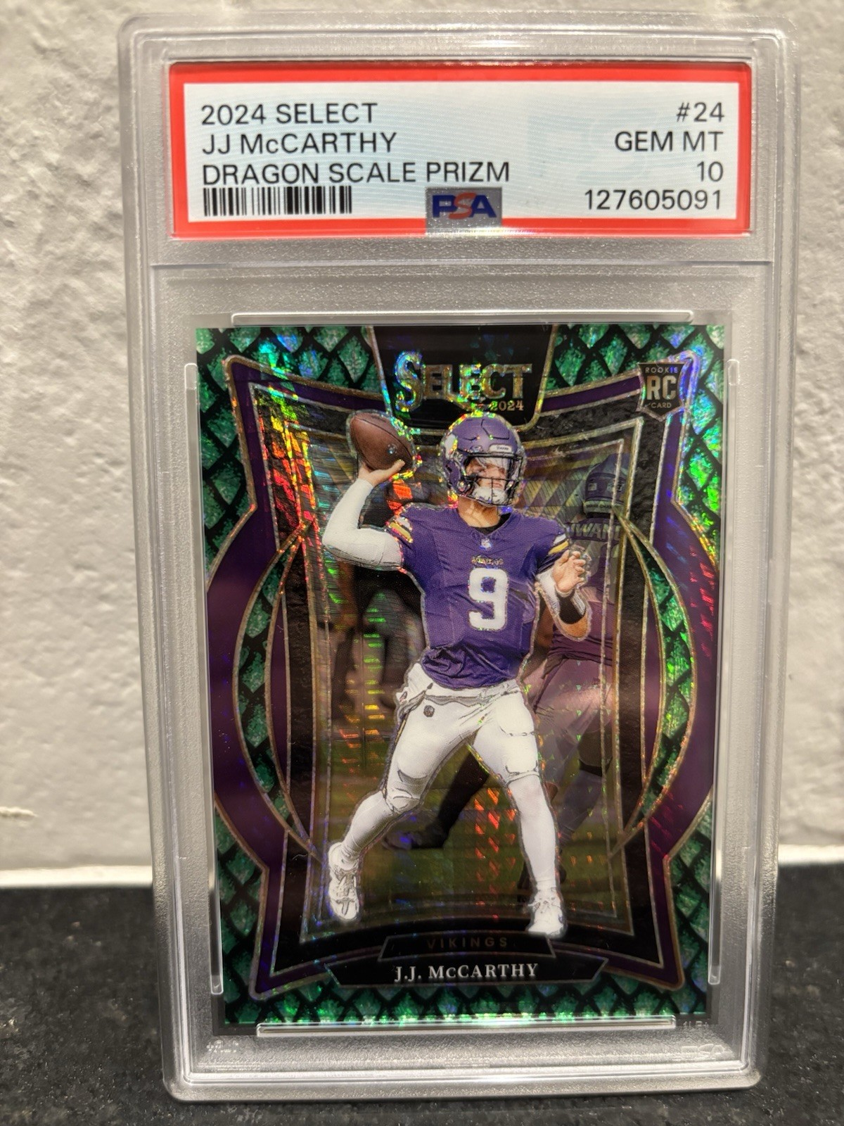2024 Panini Select - Concourse J.J. McCarthy #24 Dragon Scale Prizm /81 (RC)