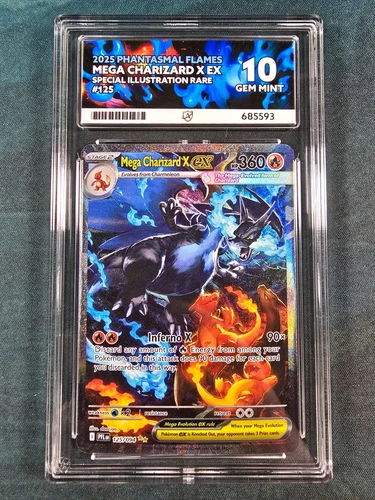 Mega Charizard X ex 125/094 Phantasmal Flames SIR ACE 10 Gem Mint Pokemon 2025
