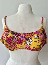 Vintage 60s 1960s Elizabeth Stewart Mod Floral Boho Bikini Top Small S XS