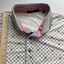 Greyson Golf Polo Shirt Men's Large White All Over Print Wolf Logo Stretch