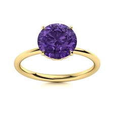 925 Sterling Silver Amethyst Gemstone Prong Wife Solitaire Promise Ring