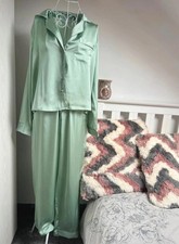 Primark Sage Green Satin Pyjama Set | Size S | Very Good Condition