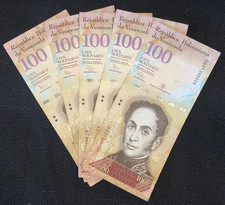 (5)x Venezuela 2007-2017 100 Bolivares Bolivar Banknotes World Currency LOT