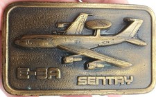Belt Buckle 1980s USAF Boeing E-3A Sentry Airplane Magicast Co Displayed Only J3