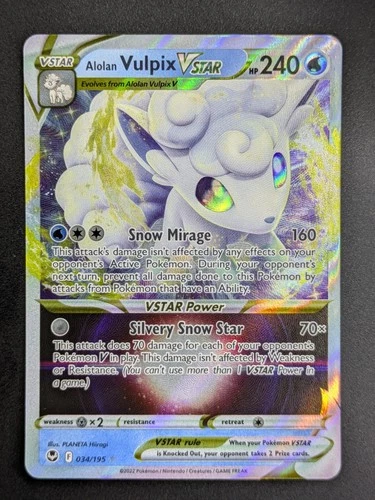 2022 Pokemon ALOLAN VULPIX VSTAR #034/195 Silver Tempest Ultra Rare English