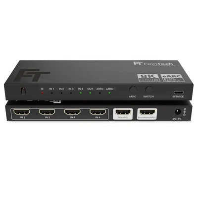 FEINTECH HDMI 2.1 eARC Switch 4 in 1 Out - für eARC Soundbar + Monitor / Beamer B-Ware