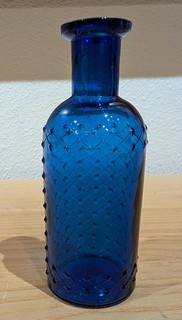 Antique Quilted Poison Bottle Great Cornflower Cobalt Color 4.5 Inch Mint