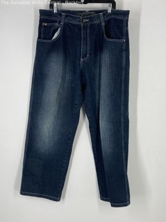 Southpole Mens Blue Denim Dark Wash 5 Pocket Design Wide Leg Jeans Size 38