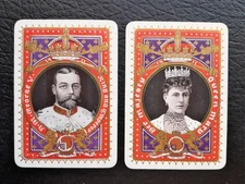2 x Antique Wide Swap Playing Cards - King George V & Queen Mary - Royal Royalty