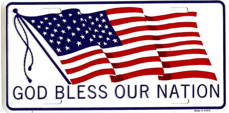 PATRIOTIC GOD BLESS OUR NATION USA METAL LICENSE PLATE AUTO CAR TAG #414-00
