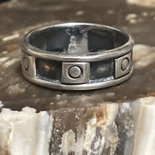 Vintage Sterling Silver Patterned Band Ring Size 9.25