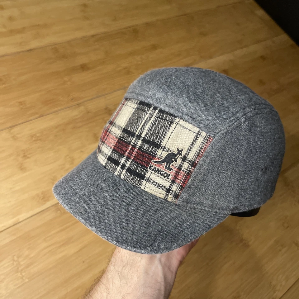 Sombrero Kangol FlexFit Gris Cazador Panel a Cuadros Cadete Ejército Elástico Flexible Ajustado MEDIANO Foto 2 de 4