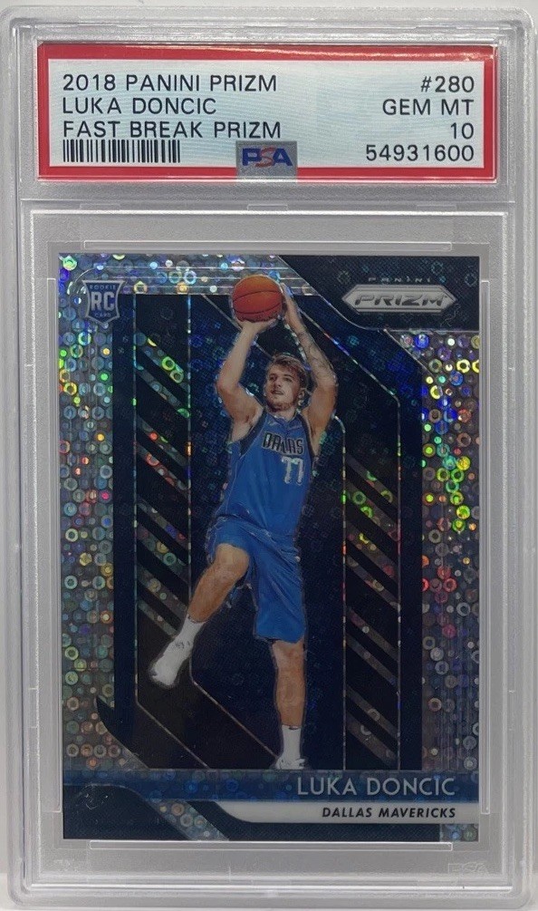 2018 Panini Prizm #280 Luka Doncic Fast Break Prizm PSA 10 ROOKIE RC LA LAKERS