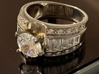 Vintage JCL 925 STERLING SILVER RING 8 large statement round baguettes 10 CT TW — photo 3