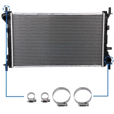 Radiator CU2296 w/ 4xUniversal Oil Hose Clamps For 2000-07 Ford Focus 4-Door l4